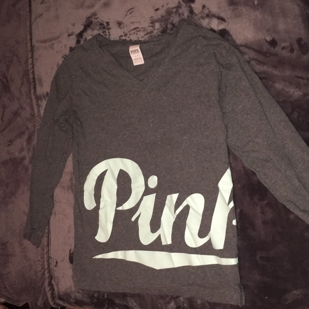 Victoria’s Secret pink long sleeve gray shirt